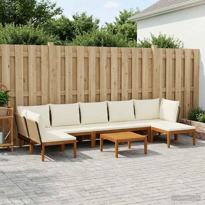 vidaXL - 8 - st - Massief - acaciahout - & - touw - Naturel