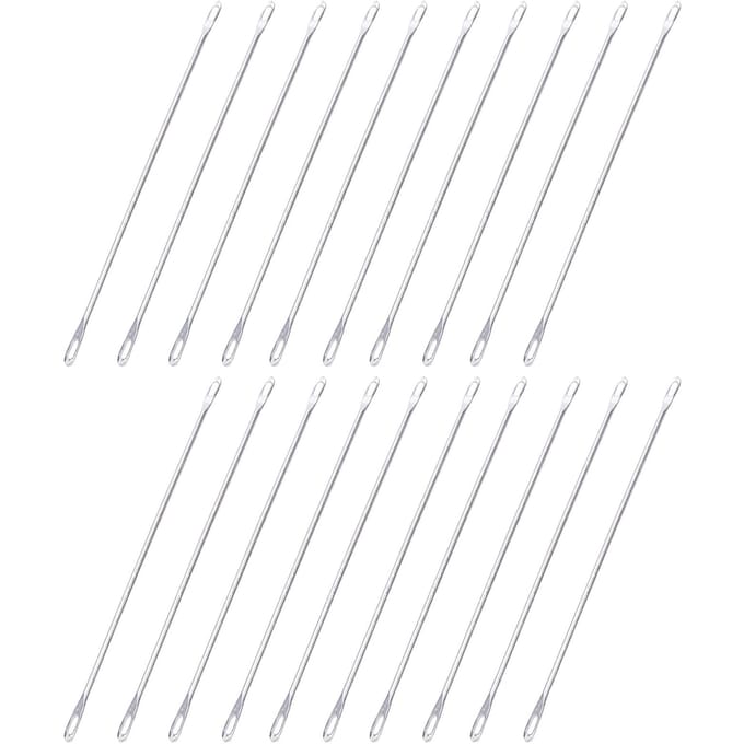 20 stuks dubbeloognaald metaal 9 cm lang transfernaald geschikt voor breimachine white