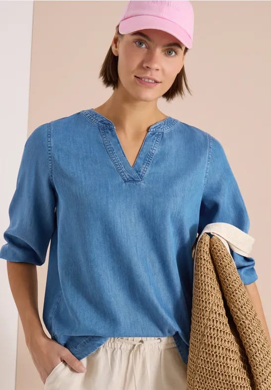 Tuniek met 3/4 mouwen in denimlook