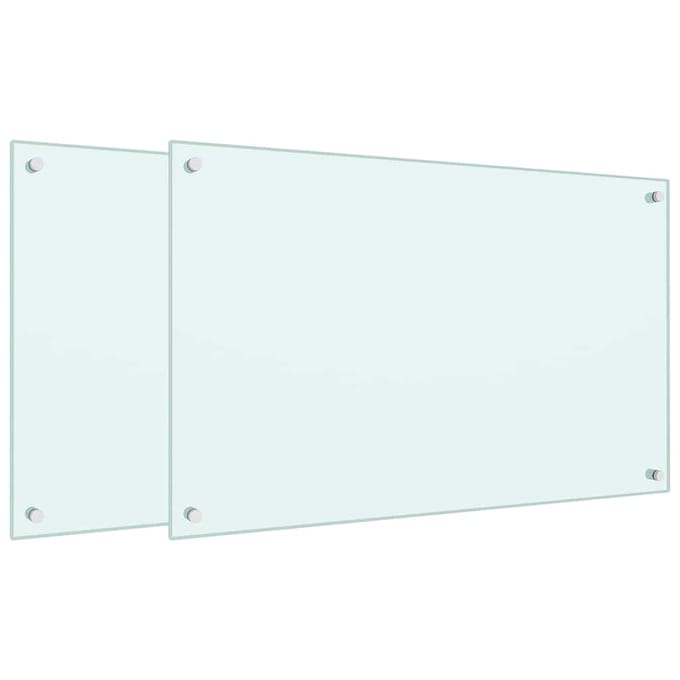 vidaXL - Spatschermen - keuken - 2 - st - 80x50 - cm - gehard - glas - wit