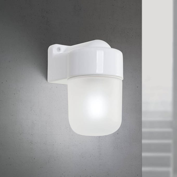 ORION Wandlamp Ostia, wit, keramiek, satijnglazen, E27