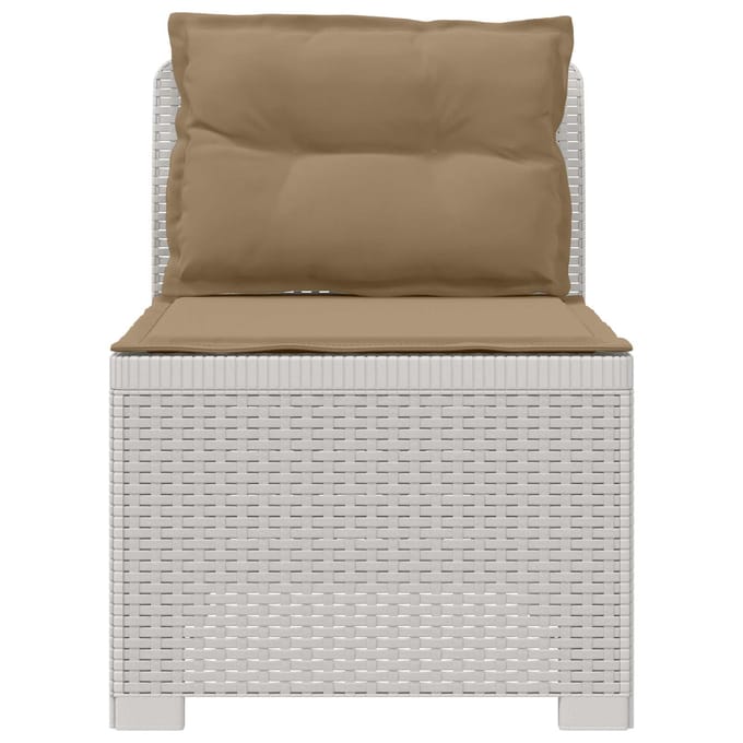 vidaXL - Eén-zits - Tuin - Sofa - met - Kussens - Rieten - Look - PP - Wit
