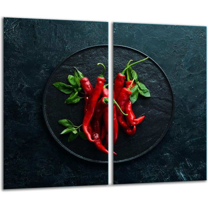 TMK ArtDeko - Snijplank - 30x52cm - Chilli Design - Glas - Inductie geschikt