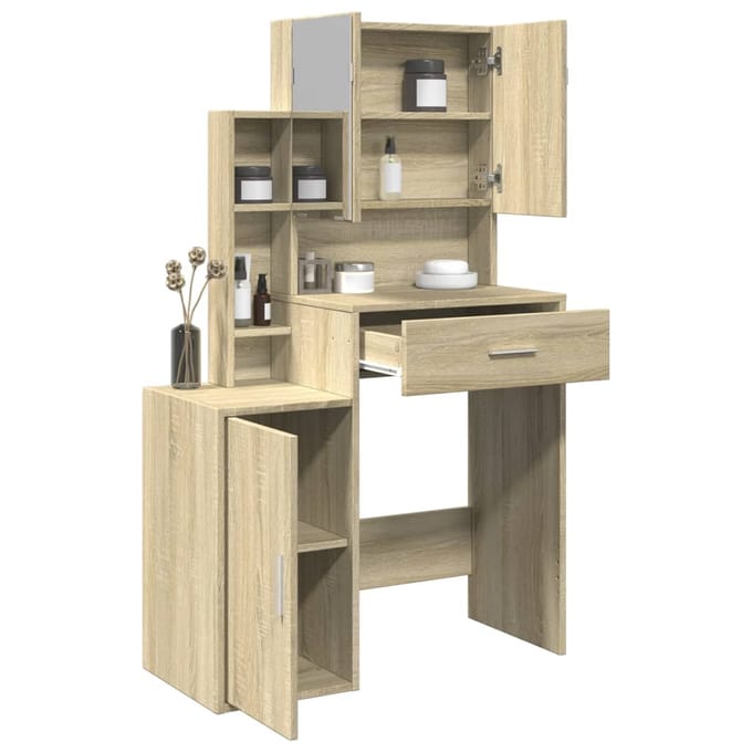 vidaXL - Kaptafel - met - kastje - 80x35x132 - cm - sonoma - eikenkleurig