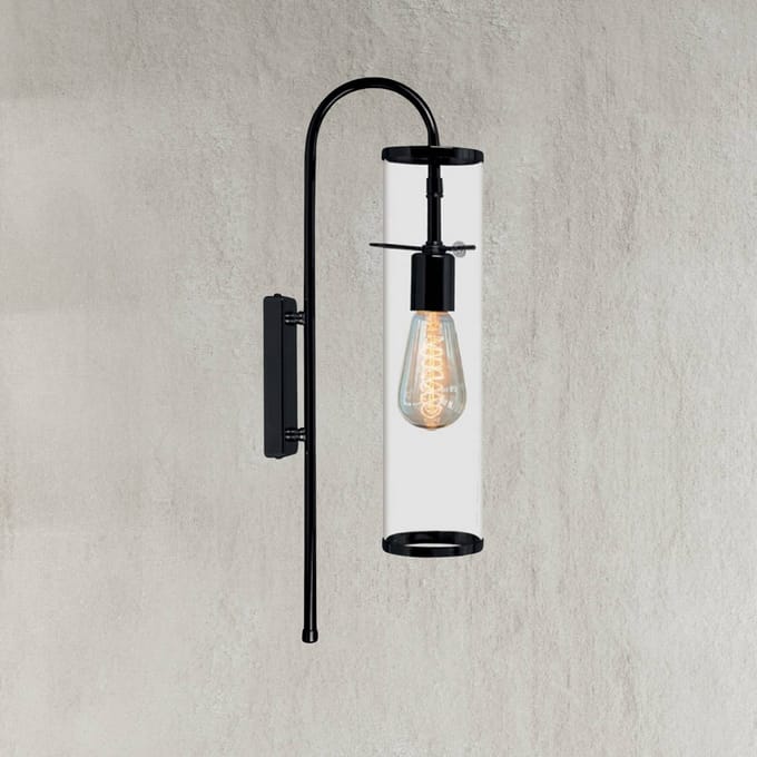 ROYALTECH Wandlamp Leona, zwart, hoogte 57 cm, metaal, E27