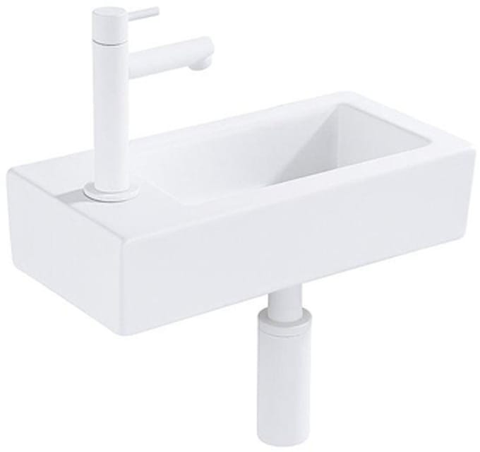 FugaFlow Eccelente Pietra fonteinset - 36x18.5x9cm - 1 kraangat - solid surface - fonteinkraan wit mat - mat wit