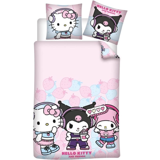 Hello Kitty Dekbedovertrek Kuromi 140 X 200 cm - 65 x 65 cm - polykatoen