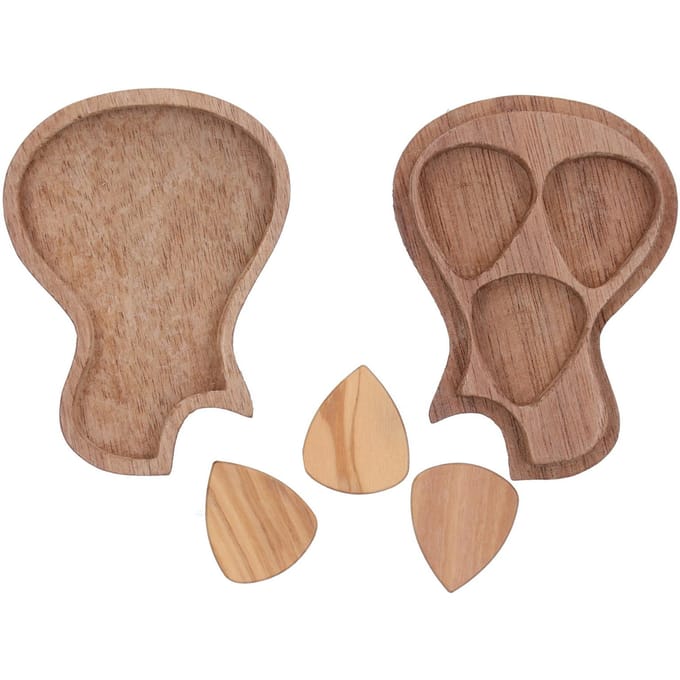 Gitaar Plectrum Doos Houder Verzamelaar met 3 Stuks Houten Plectrums Muziekinstrument Accessoire