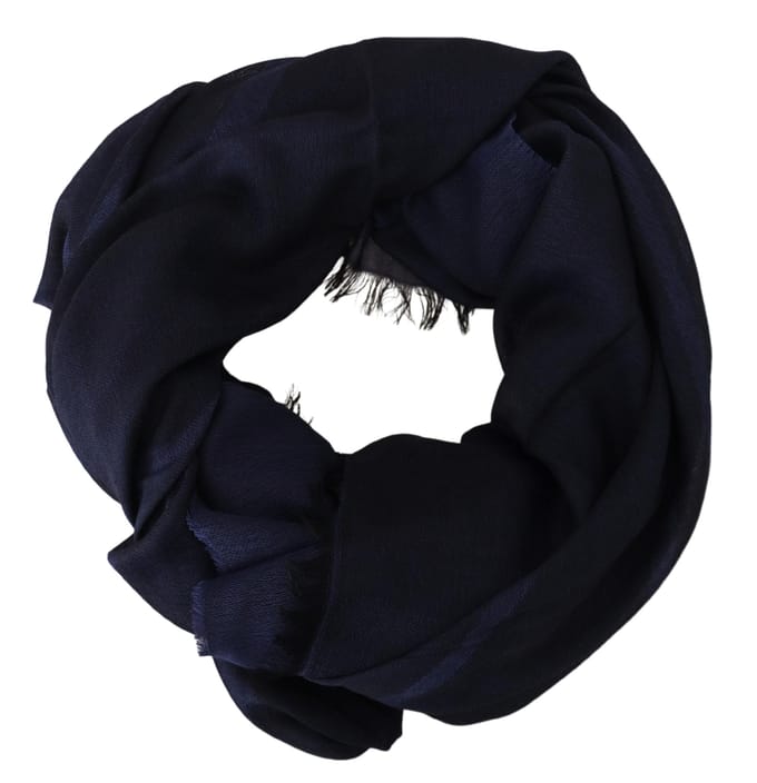 GF Ferre Donkerblauwe Wol Nekwrap Sjaal met Franje