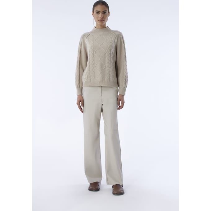 Knitted Naomi Pants Greige Größe: M | Stoffhosen Outlet | Damen