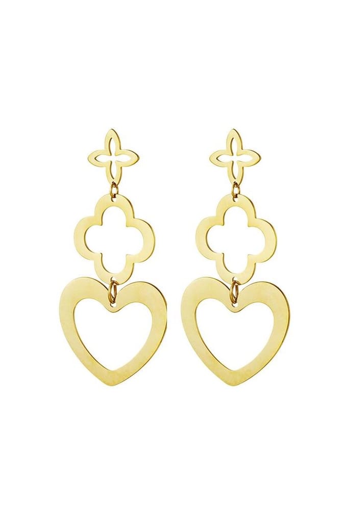 Bijoutheek Oorknoppen Statement 3 Charms Heart Goud