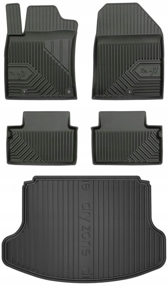 FROGUM 77 Set Automatten en Kofferbakmat - Geschikt voor HYUNDAI i30 III N Performance Liftback (vanaf 2017) - TPE Rubber - Zwart