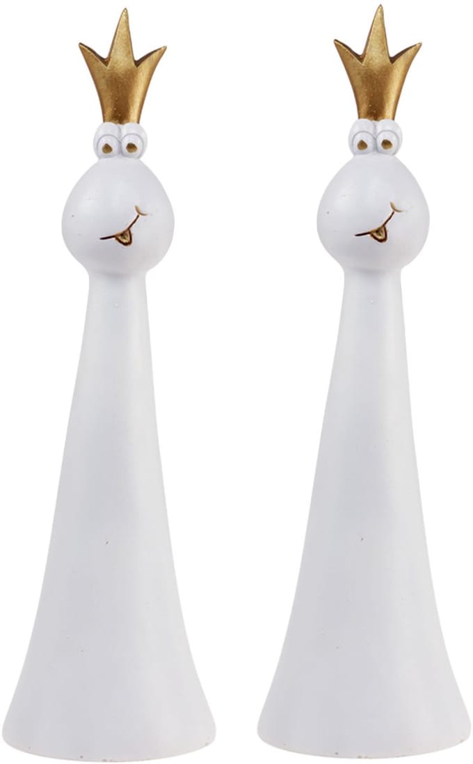 Kikkerprins Decoratie Kikker Decoratie Figuur Wit Goud H19,5cm 2st, 2