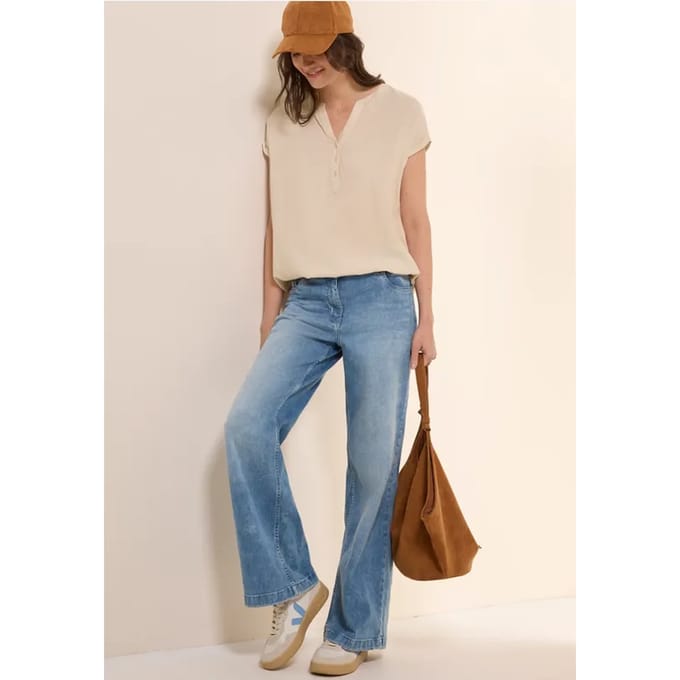 Blouse met korte mouwen in effen kleur