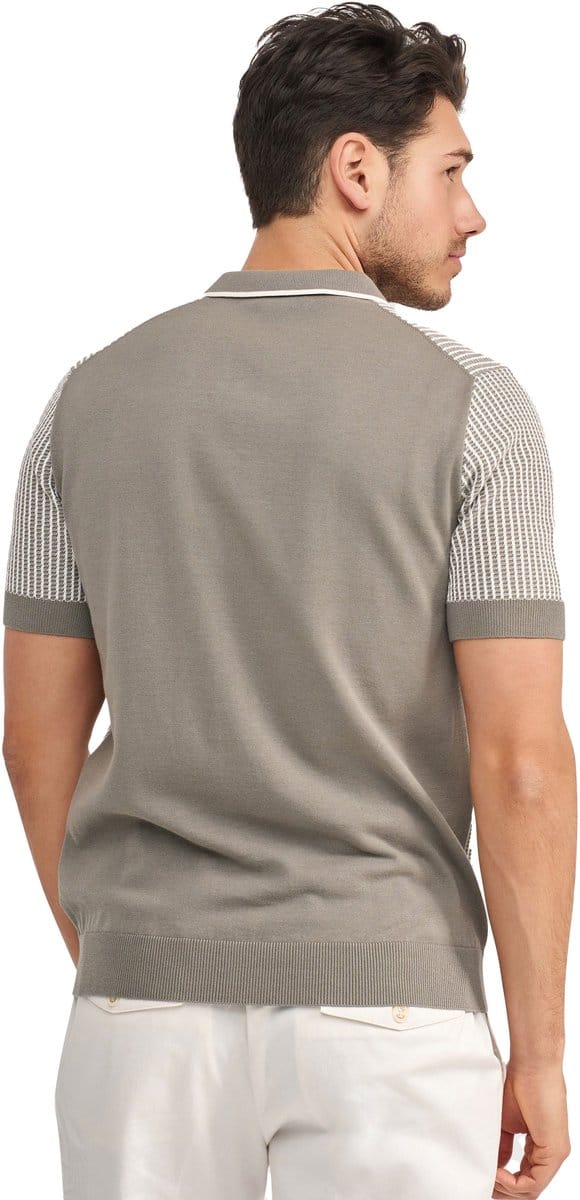 Poloshirt Blue Industry geprint met rits korte mouw groen