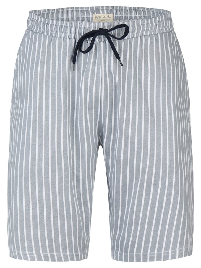 Phil & Co Heren Korte Pyjamabroeken 2-Pack Grijs Gestreept/Donkerblauw - Maat XXL
