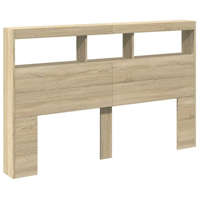 vidaXL - Hoofdbordkast - met - LED-verlichting - 160x17x102 - cm - sonoma - eiken