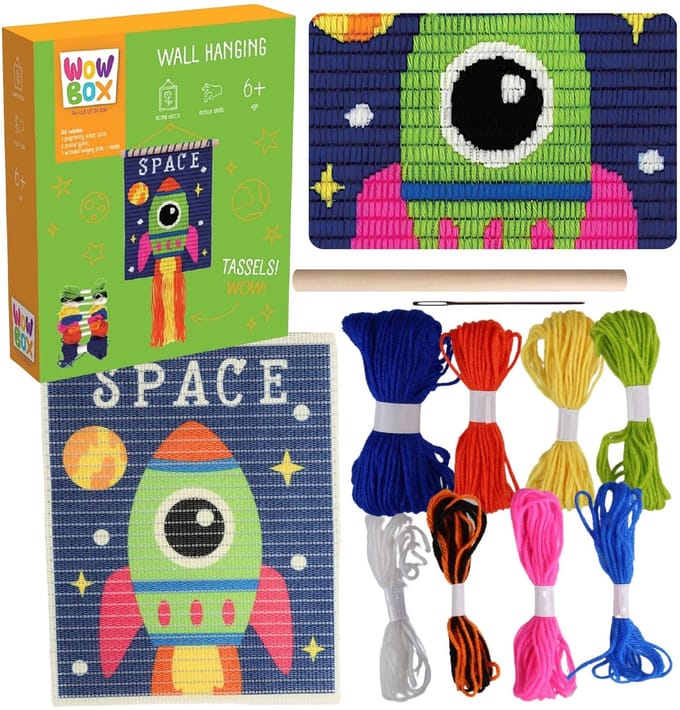 Wow Box - Macramé Ruimteraket Borduurwerk, borduurset creatief plezier DIY 6+