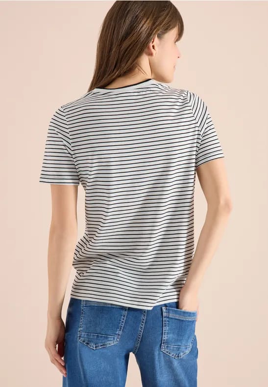 Shirt met korte mouwen, ronde hals en strepen