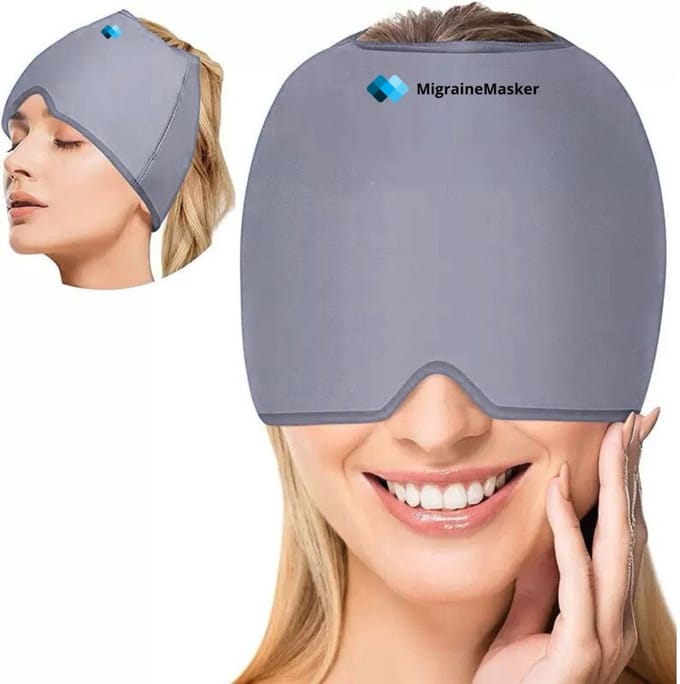 MigraineMasker® – Migraine muts - hot cold pack – Hoofdpijn Masker 600 gram - Grijs