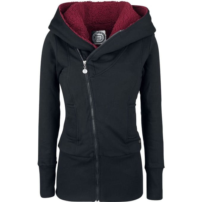 R.E.D. Rock-Engineered Design Zwart jack met capuchon van teddybont - Dames - S