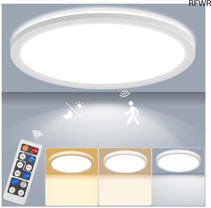 RFWR® Dimbare Led-plafondlamp met Bewegingssensor en Instelbare Kleurtemperatuur