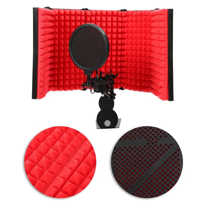Microfoon Isolatieschild VijfDeurs Ruisreductie Opvouwbare Microfoon Geluidsabsorberende Cover voor
