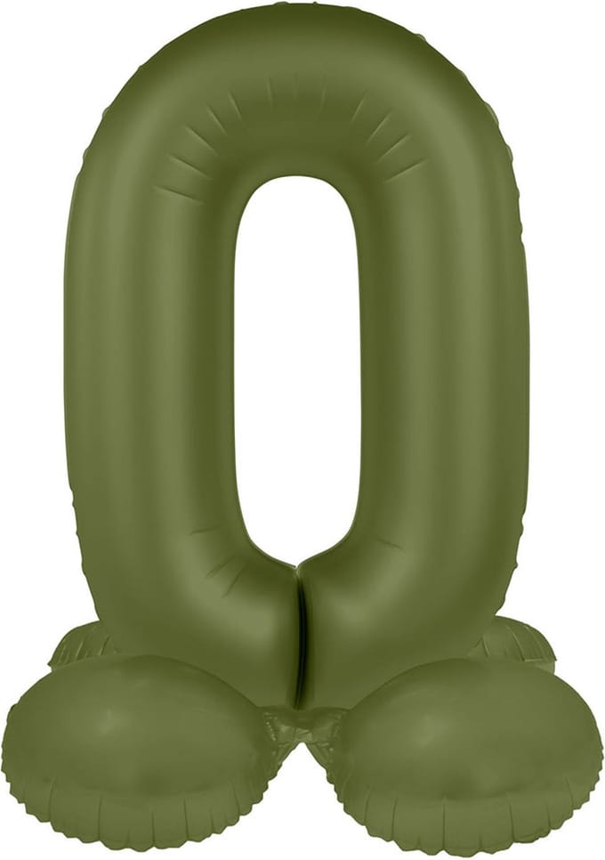 Staande Folieballon Cijfer 0 - Olive Green - Ultra Matt - 41 cm