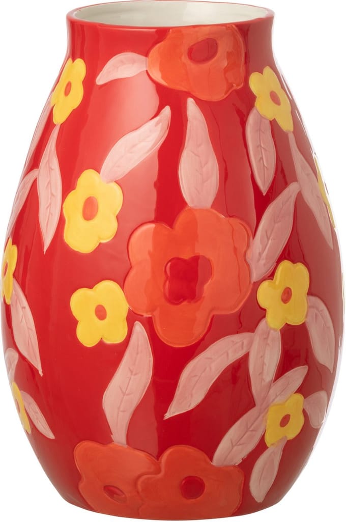 J-Line vaas Bloemen Dolomiet - keramiek - mix - small