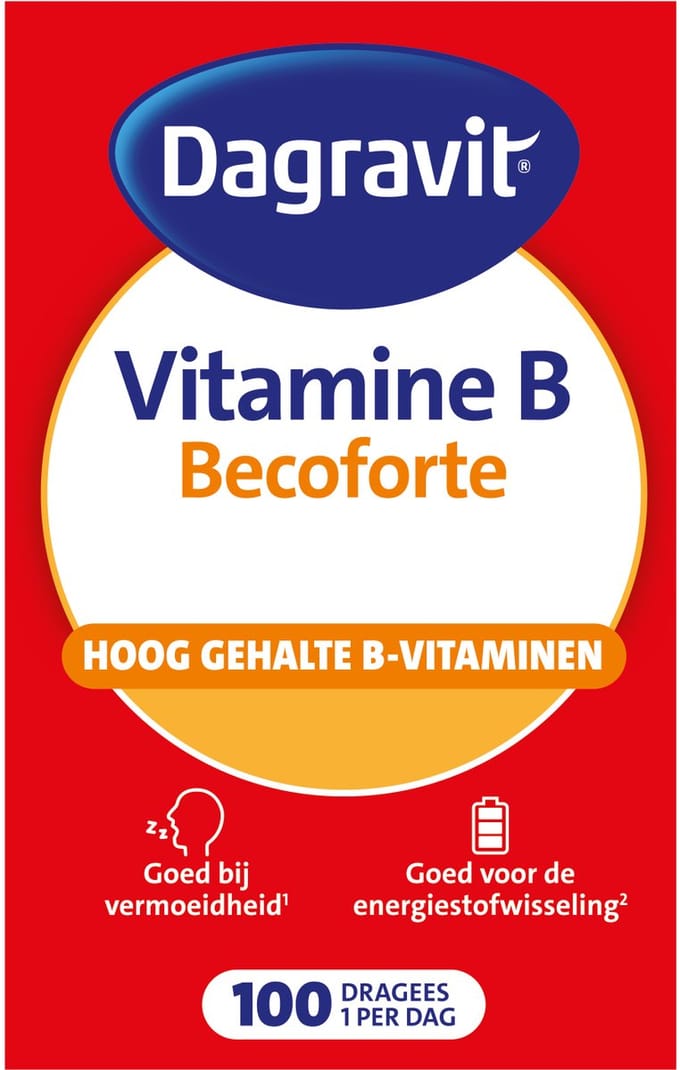 Dagravit Vitamine B Becoforte - Vitamine B3, B5, B6, B11 en B12 helpen om vermoeidheid te verminderen - 100 tabletten