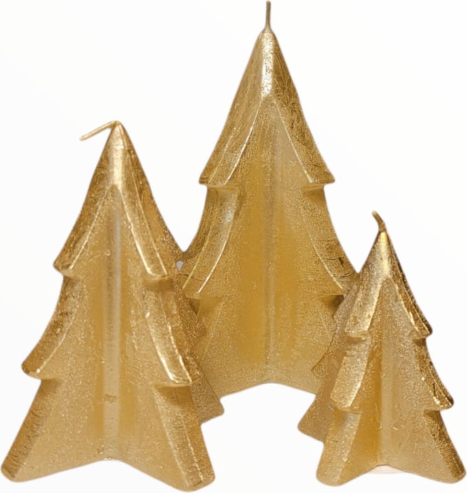 Home Society - Set 3 stuks - Kerstboom kaarsen - Goud