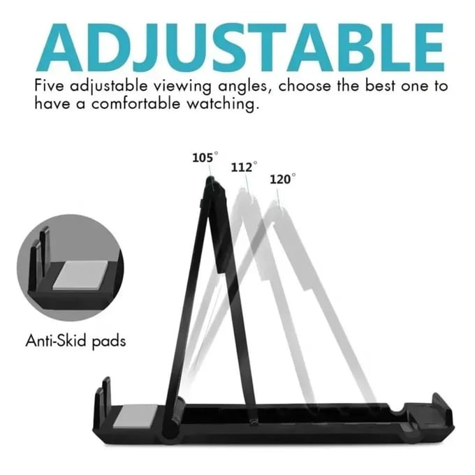 Support de téléphone de table réglable Support de bureau pour iPad iPhone Samsung Xiaomi Huawei Pliant Universel Support de téléphone mobile noir