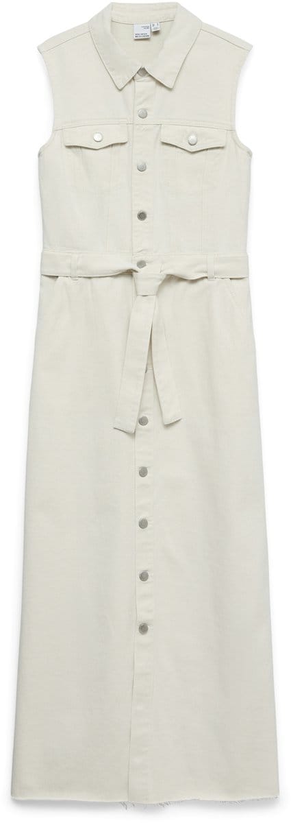 VERO MODA - VMMOLLY SL ANK DENIM ECRU DRESS - Dames - Maxi jurken