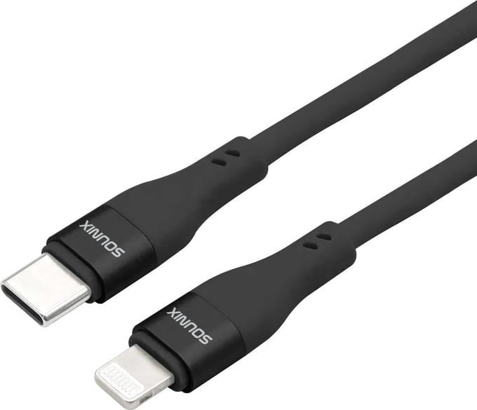 Sounix USB C naar Lightning Oplaadkabel - 27W Output - 3A - 2 Meter - MFi Certified Cable - Snellader Geschikt voor smartphone - Zwart