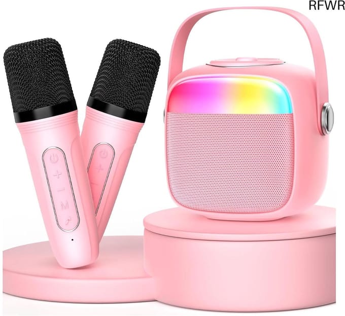 RFWR® Karaoke machine voor kinderen en volwassenen met Bluetooth en 2 microfoons