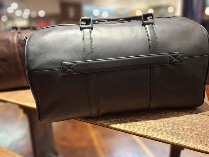 Maverick Black Leather Weekend Bag