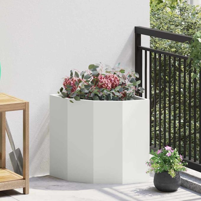 vidaXL Hoek Plantbak Wit 45 x 45 x 50 cm Staal