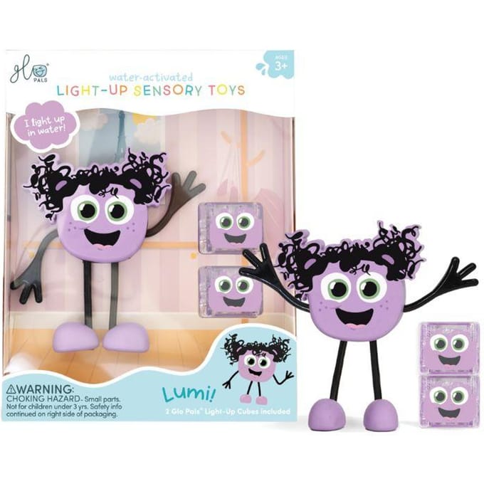 Set Sensorische Dobbelstenen Lichtgevend in Water Lumi, Paars, Glo Pals
