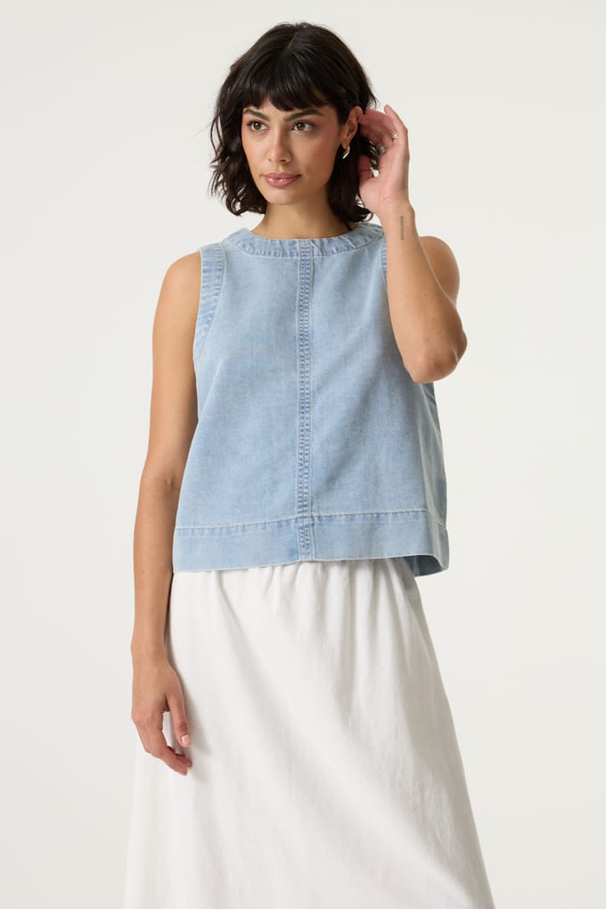 Garcia Top Denim Top Q260028 8979 Light Used Dames Maat - L