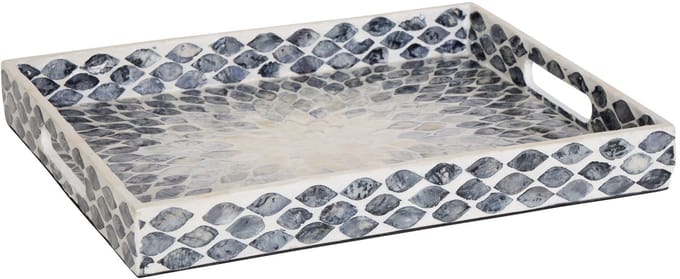 Atmosphera Sheila Dienblad/Plateau - 38x30x5cm - Blauwgrijs