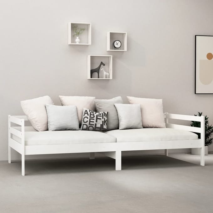 vidaXL - Slaapbank - massief - grenenhout - wit - 90x200 - cm