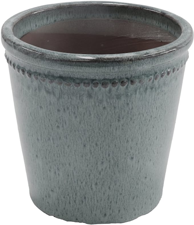 Esschert Design Bloempot - geglazuurd - Grijs- 15cm