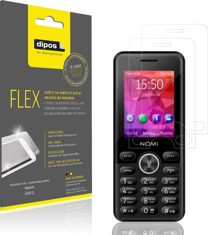 dipos – 2x Beschermfolie geschikt voor Nomi i2412 | 3D Full Cover Screenprotector | 100% Passend
