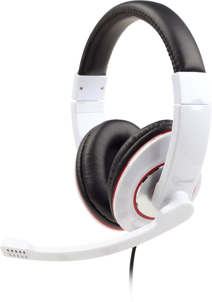 Gembird MHS-001-GW - Koptelefoon met microfoon, glossy wit