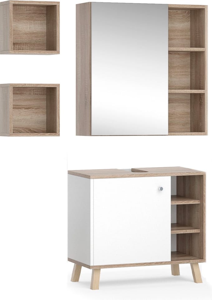 Vicco Badkamermeubel set Senyo, Wit, 2-delig