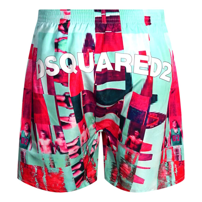 Dsquared2 abstract ontwerp blauwe zwemshort