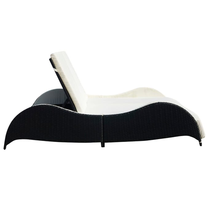 vidaXL - Ligbed - tweepersoons - met - kussen - poly - rattan - zwart