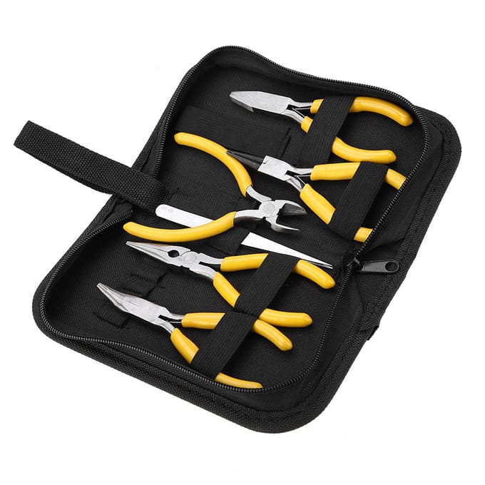 Kit d'outils de pinces à bijoux professionnelles, 5 pièces, nez rond courbé, fabrication de perles, bricolage blanc
