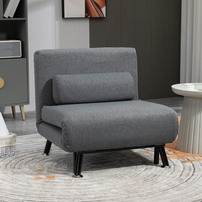 REDOM - Slaapstoel Met Bedfunctie - Verstelbare Rugleuning - Modern - Donkergrijs - Staal - 75 X 70 X 75 Cm