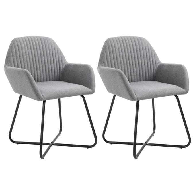 vidaXL - Eetkamerstoelen - 2 - st - stof - lichtgrijs